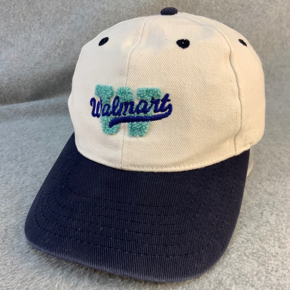 Walmart Logo Mens White Blue Walmart Hat Chenille W Corporate Strapback OSFM